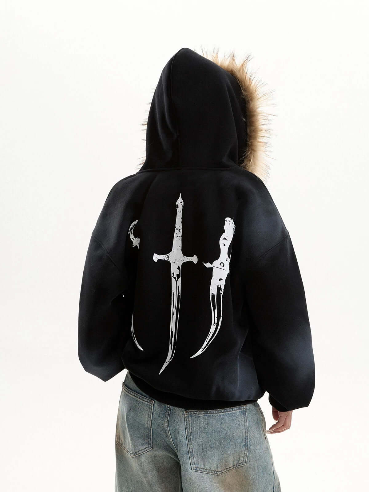 Fur Collar Hooded Zip-Up — image 3