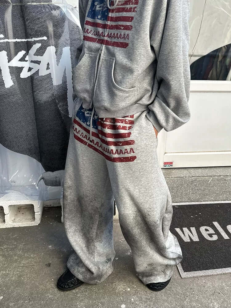 American Flag Logo Print Drawstring Sweatpants — image 3