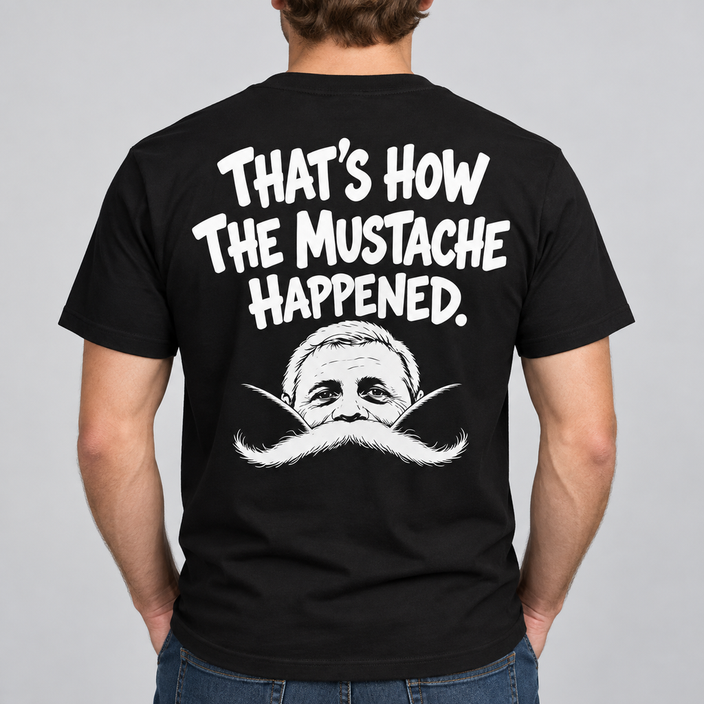 That’s How The Mustache Happened – Funny Mustache Graphic T-Shirt