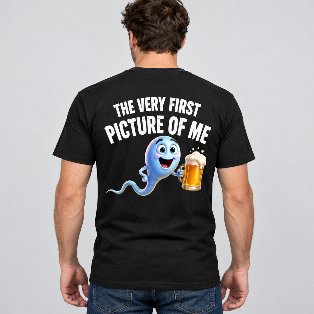 Here's a Really Old Picture of Me – Funny Sperm Back Print Graphic T-Shirt
