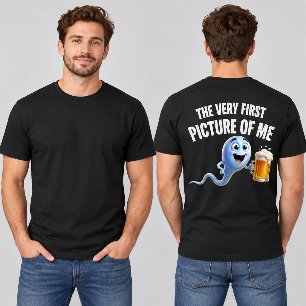 Here's a Really Old Picture of Me – Funny Sperm Back Print Graphic T-Shirt