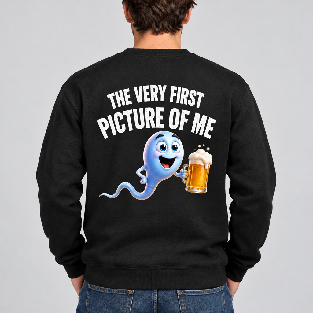 Here's a Really Old Picture of Me – Funny Sperm Back Print Graphic T-Shirt