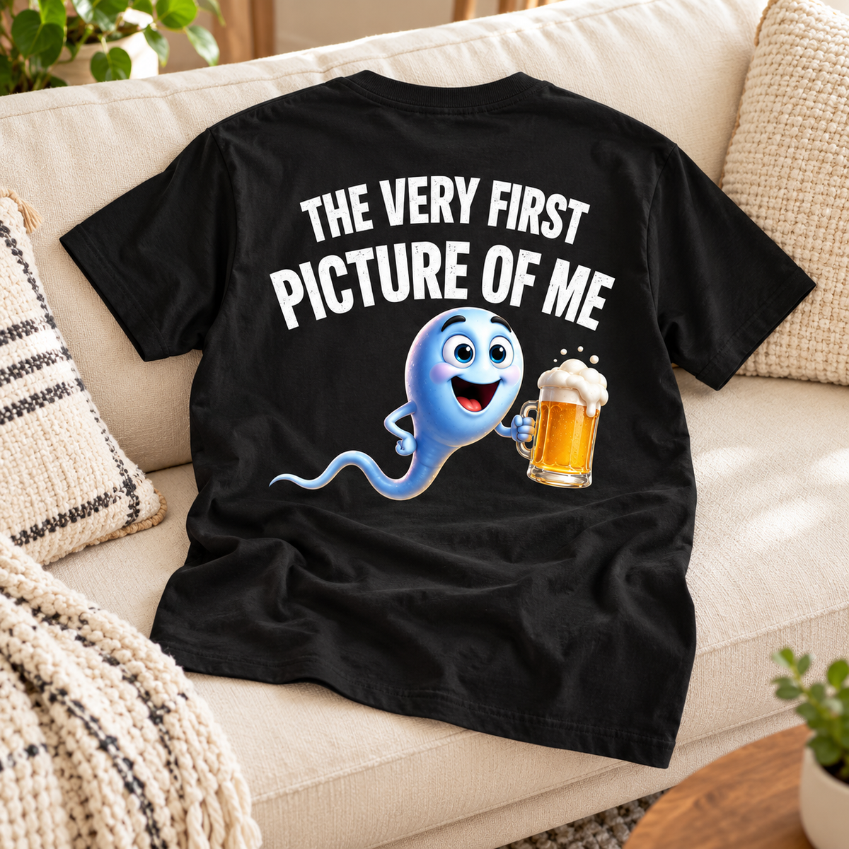 Here's a Really Old Picture of Me – Funny Sperm Back Print Graphic T-Shirt