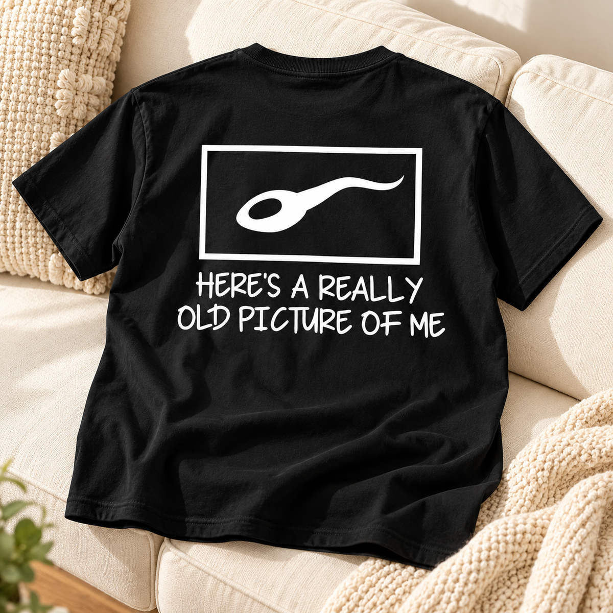 Here's a Really Old Picture of Me – Funny Sperm Back Print Graphic T-Shirt