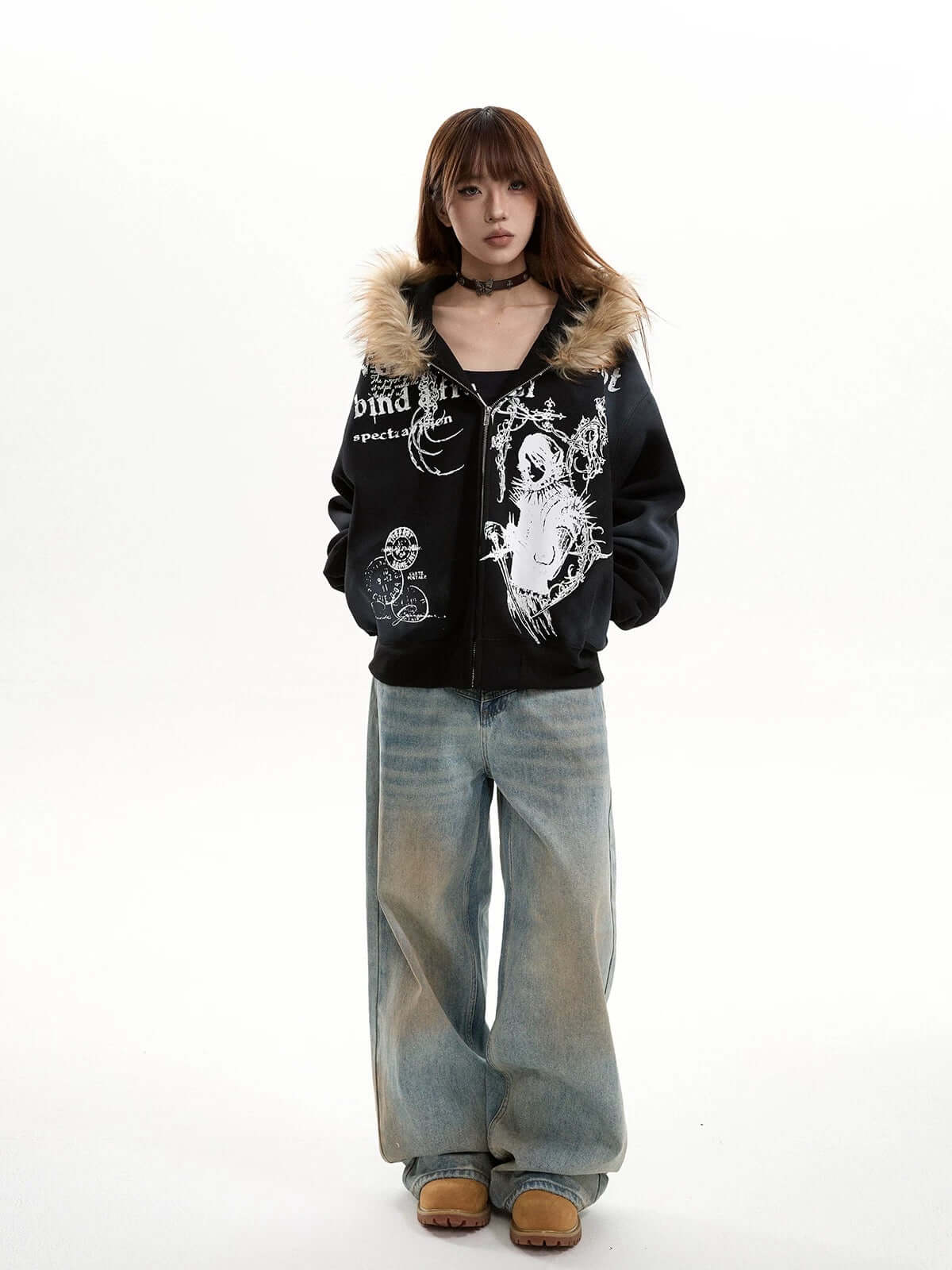 Fur Collar Hooded Zip-Up — image 5