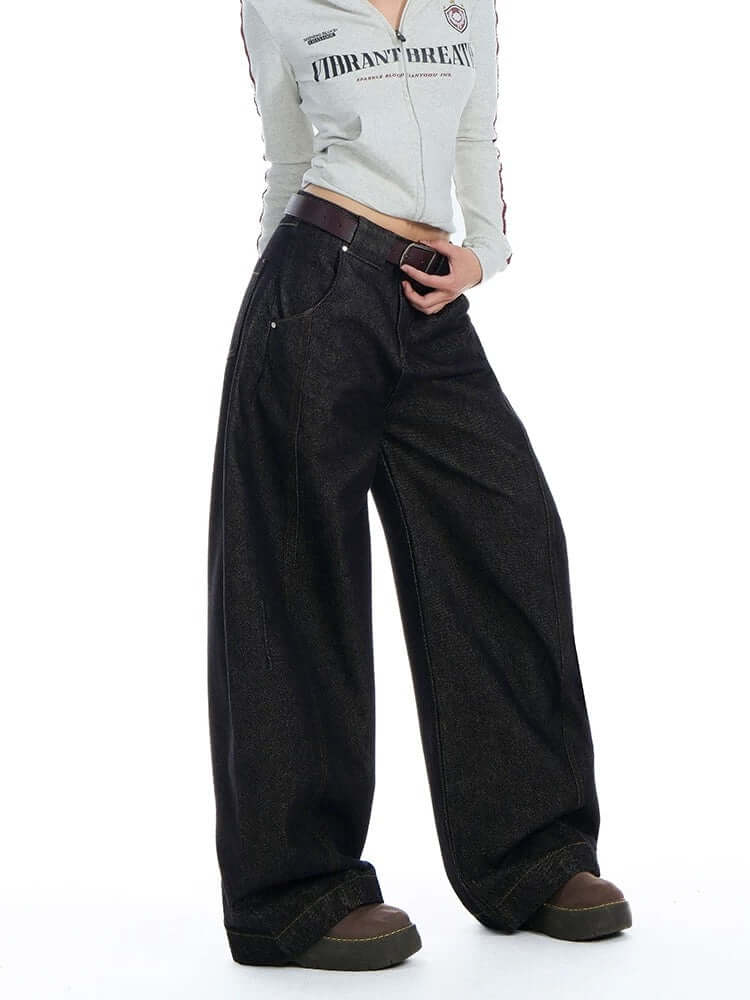 Retro Denim Black Wide-Leg Retro Black Wide-Leg Barrel Jeans — image 2
