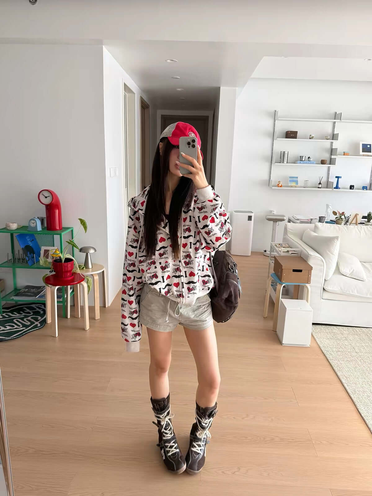 “I LOVE” Heart Print Zip-Up Hoodie — image 2