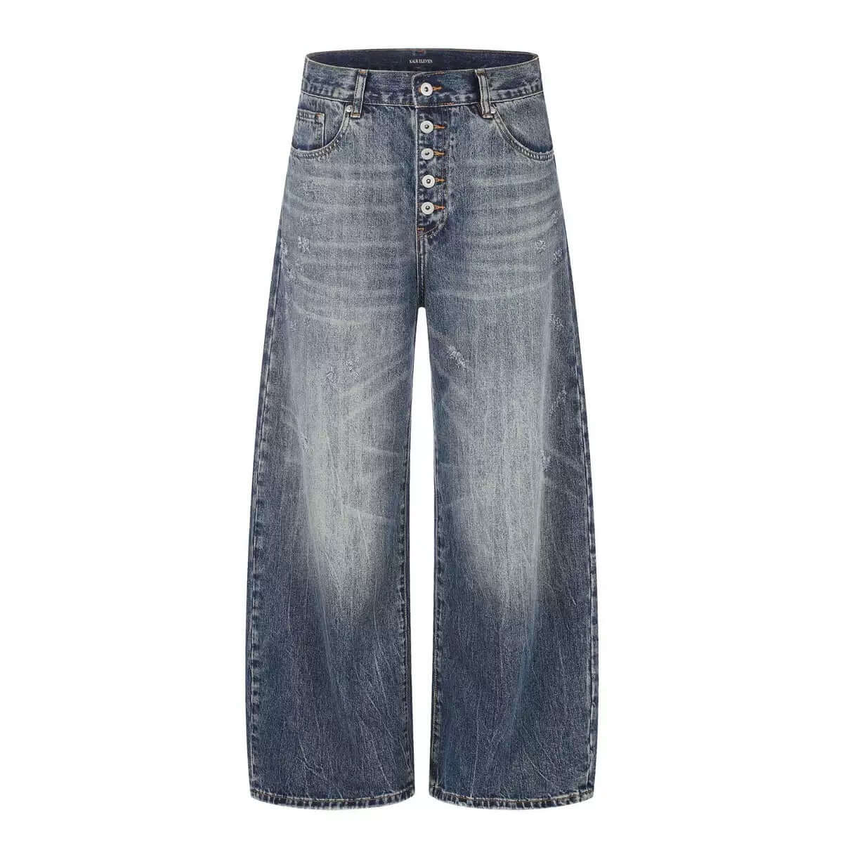 Washed Button-Fly Wide-Leg Jeans — image 4