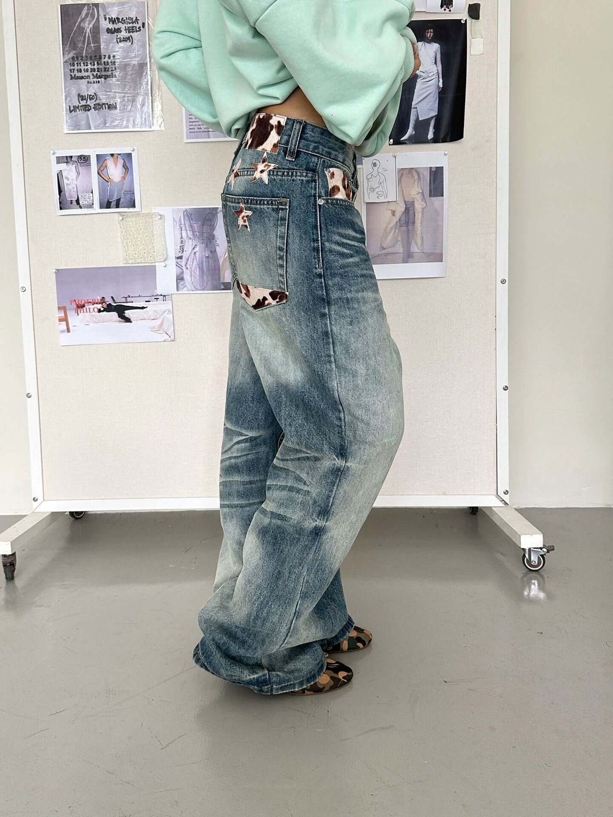 Star Embroidery Gradient Wide-Leg Jeans — image 3