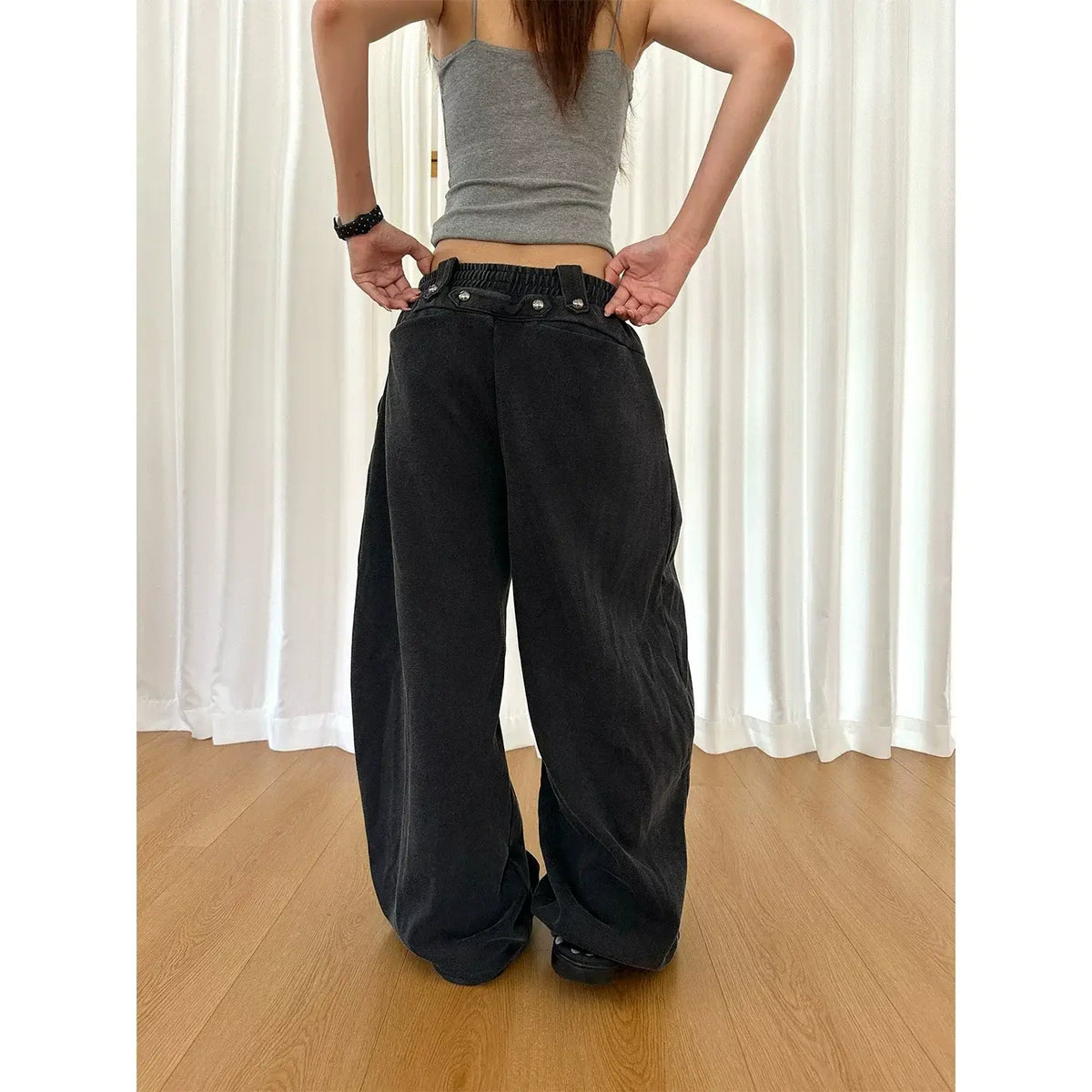 Beaded Curved Wide-Leg Sweatpants — image 4