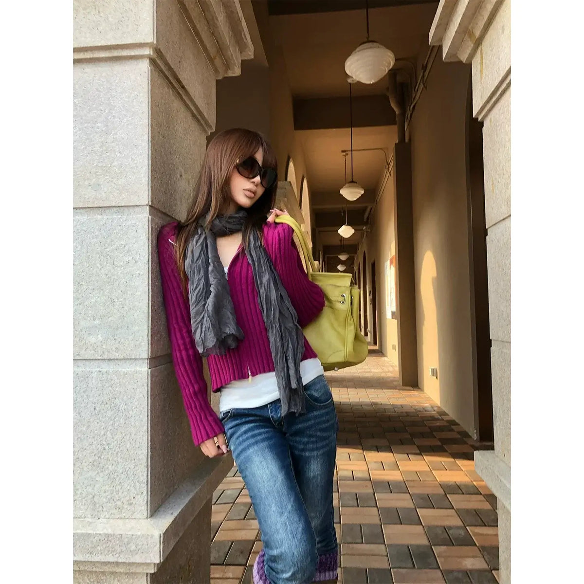 Striped Double-Zip Knit Hoodie — image 2