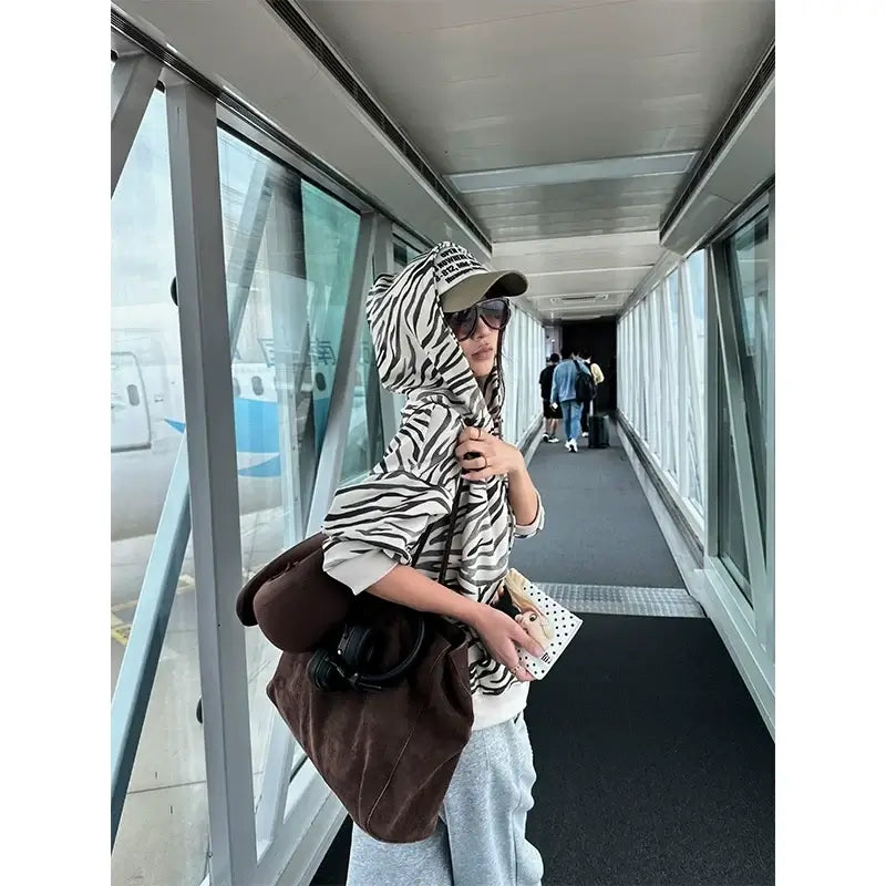 Zebra Print Zip Hoodie — image 4