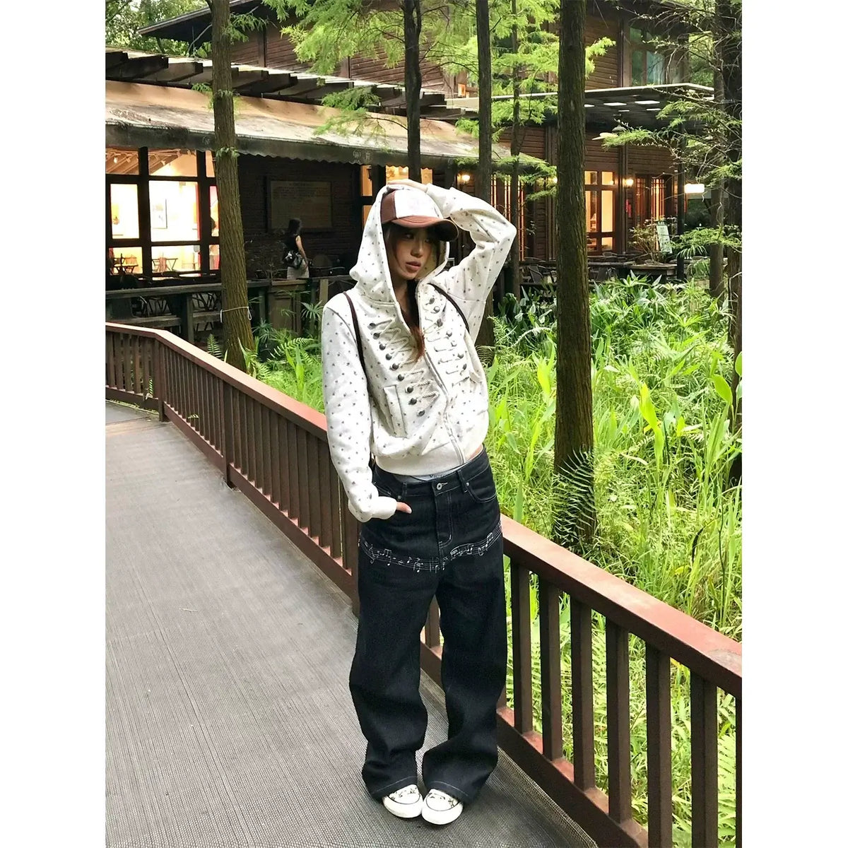 Floral Print Hooded Cardigan Jacket — image 3
