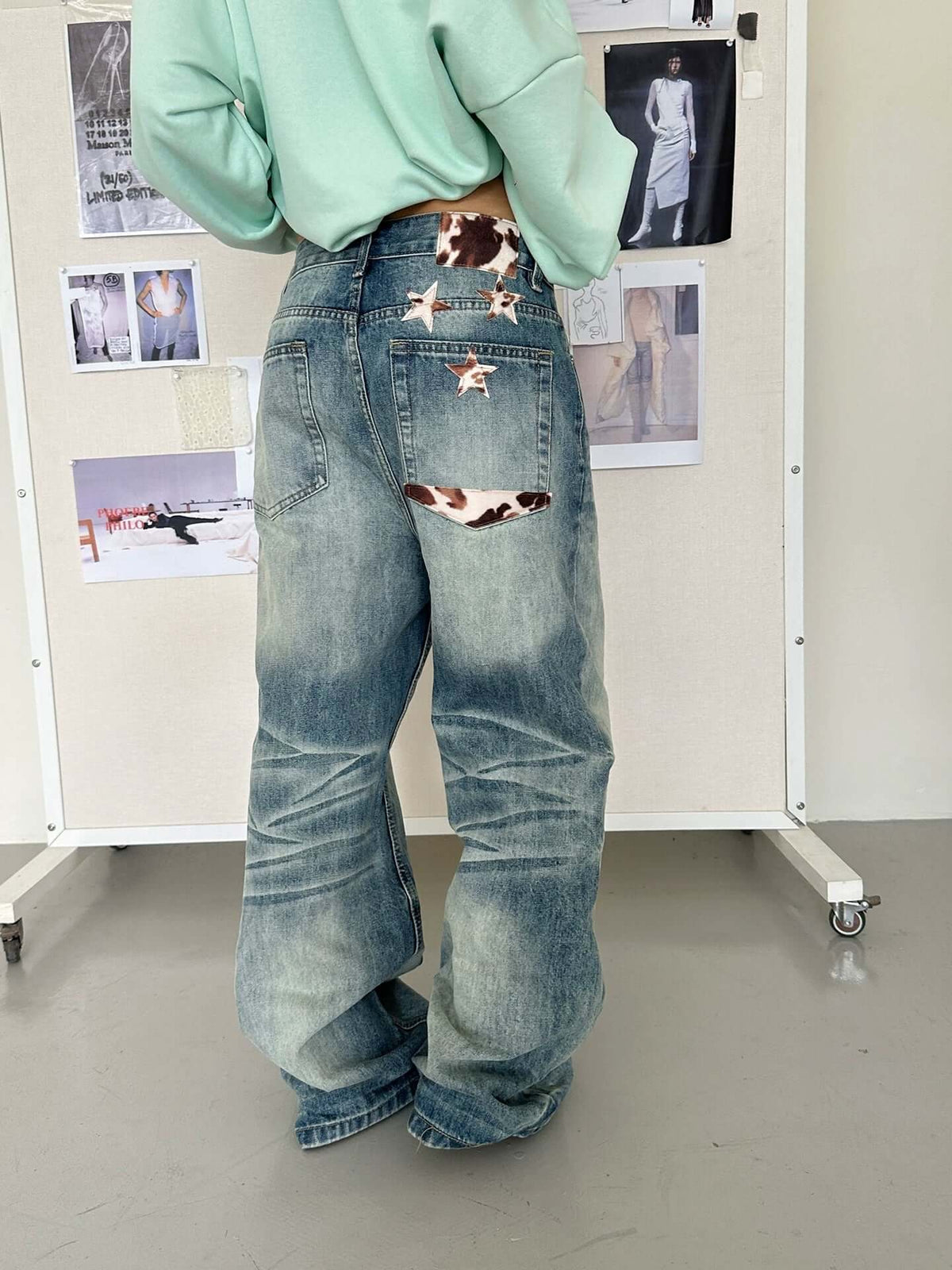 Star Embroidery Gradient Wide-Leg Jeans — image 2