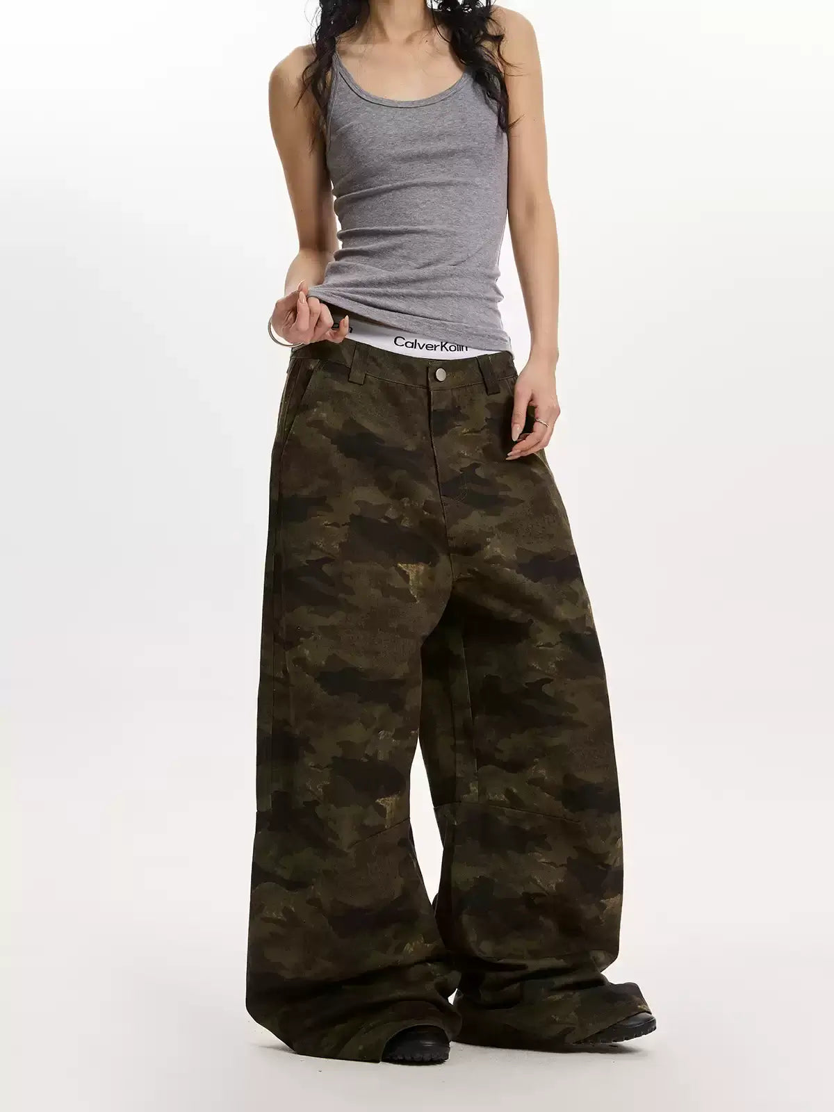 Camouflage Loose Ripped Wide-Leg Pants — image 4