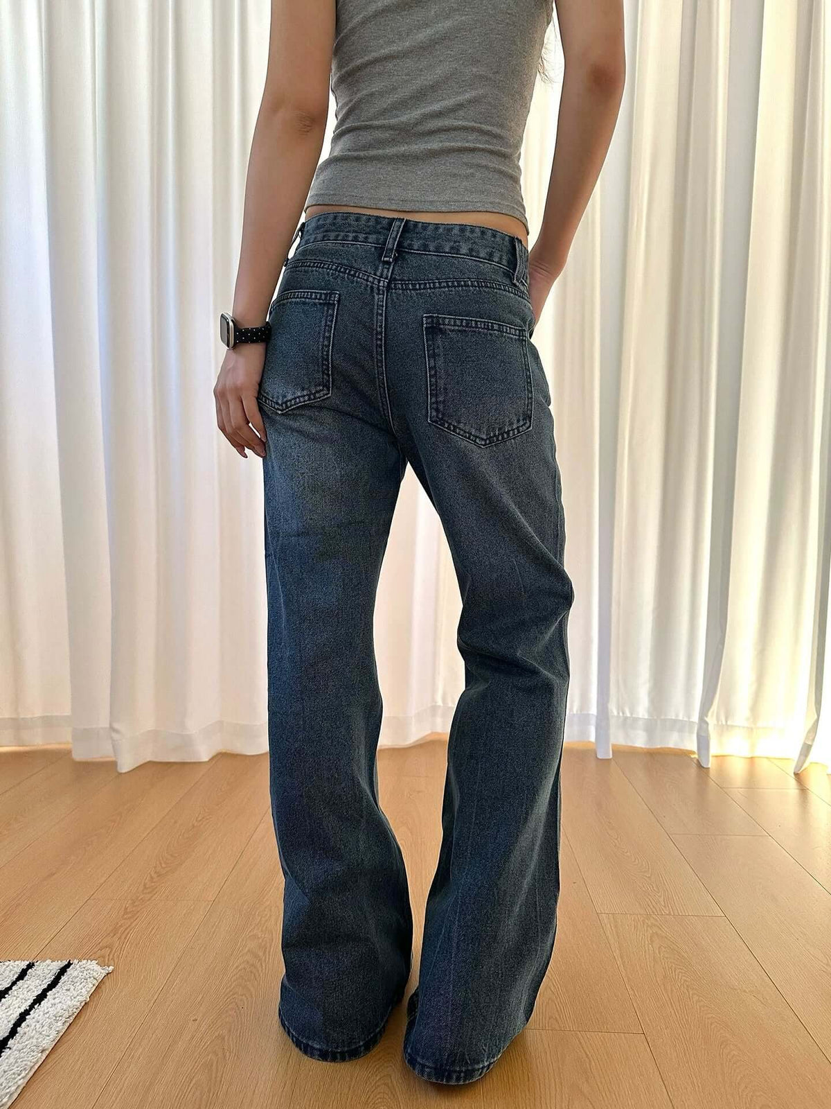 Vintage Rivet Rhinestone Flared Jeans — image 3