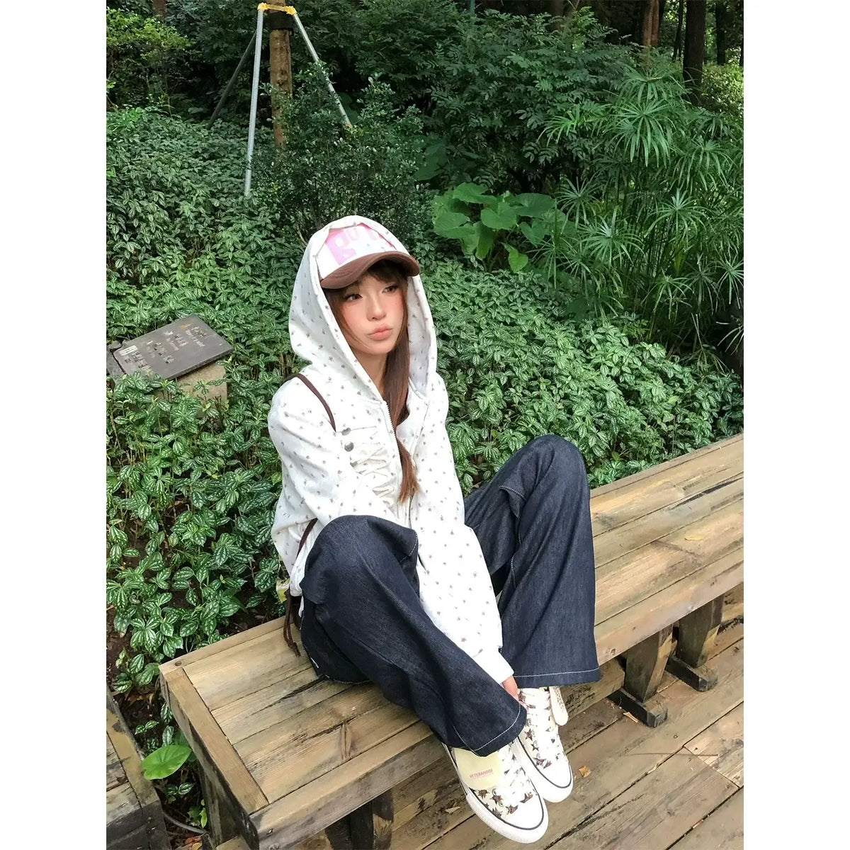 Floral Print Hooded Cardigan Jacket — image 4