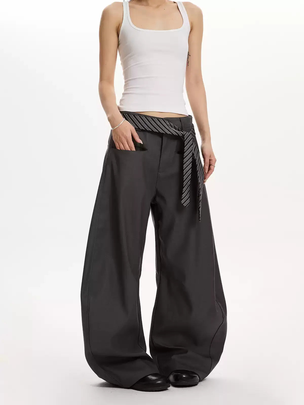 Retro Draped Barrel-Leg Trousers — image 4