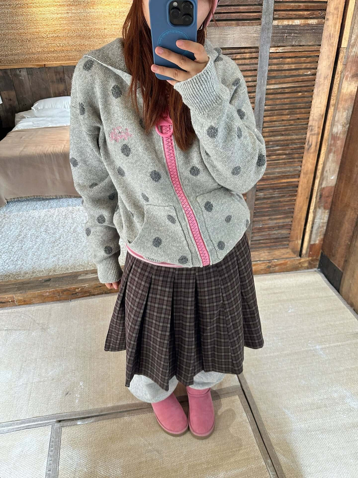 Dot Hooded Knit Sweater — image 5
