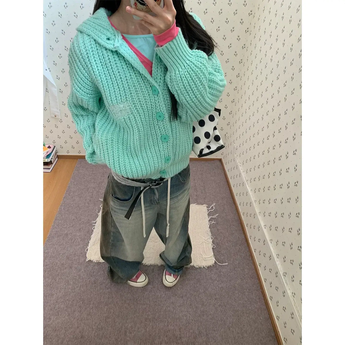 Button Knit Hooded Cardigan — image 3