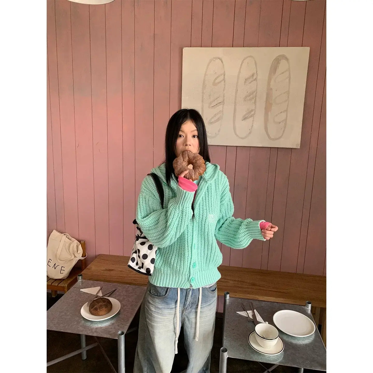 Button Knit Hooded Cardigan — image 2