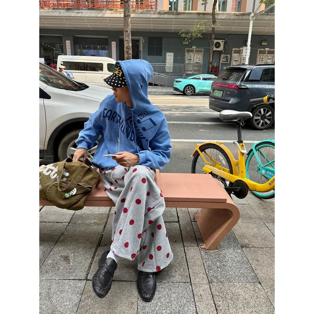 Polka Dot Embroidered Sweatpants — image 2