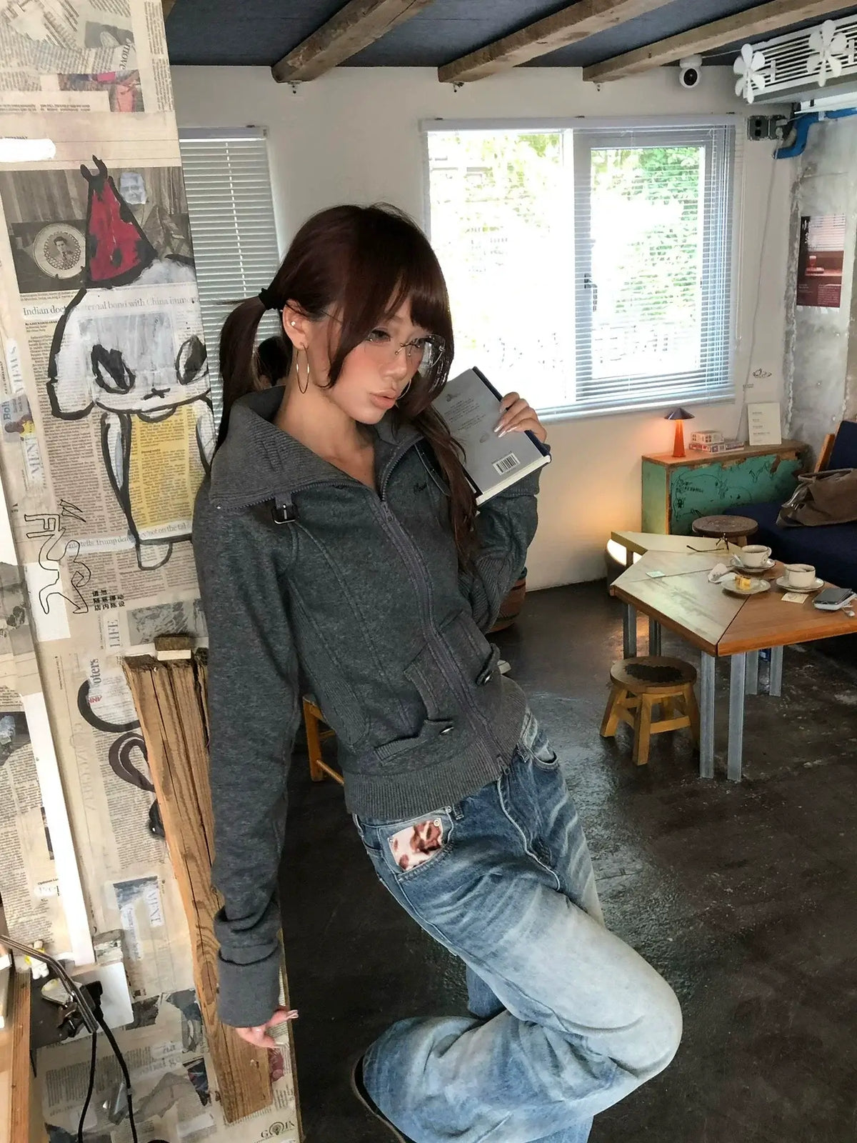 Casual Lapel Zip-Up Cardigan Sweatshirt — image 2