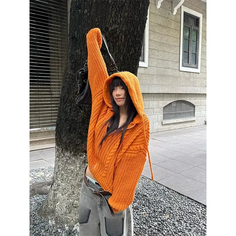 Cable Knit Hooded Sweater Cardigan — image 3
