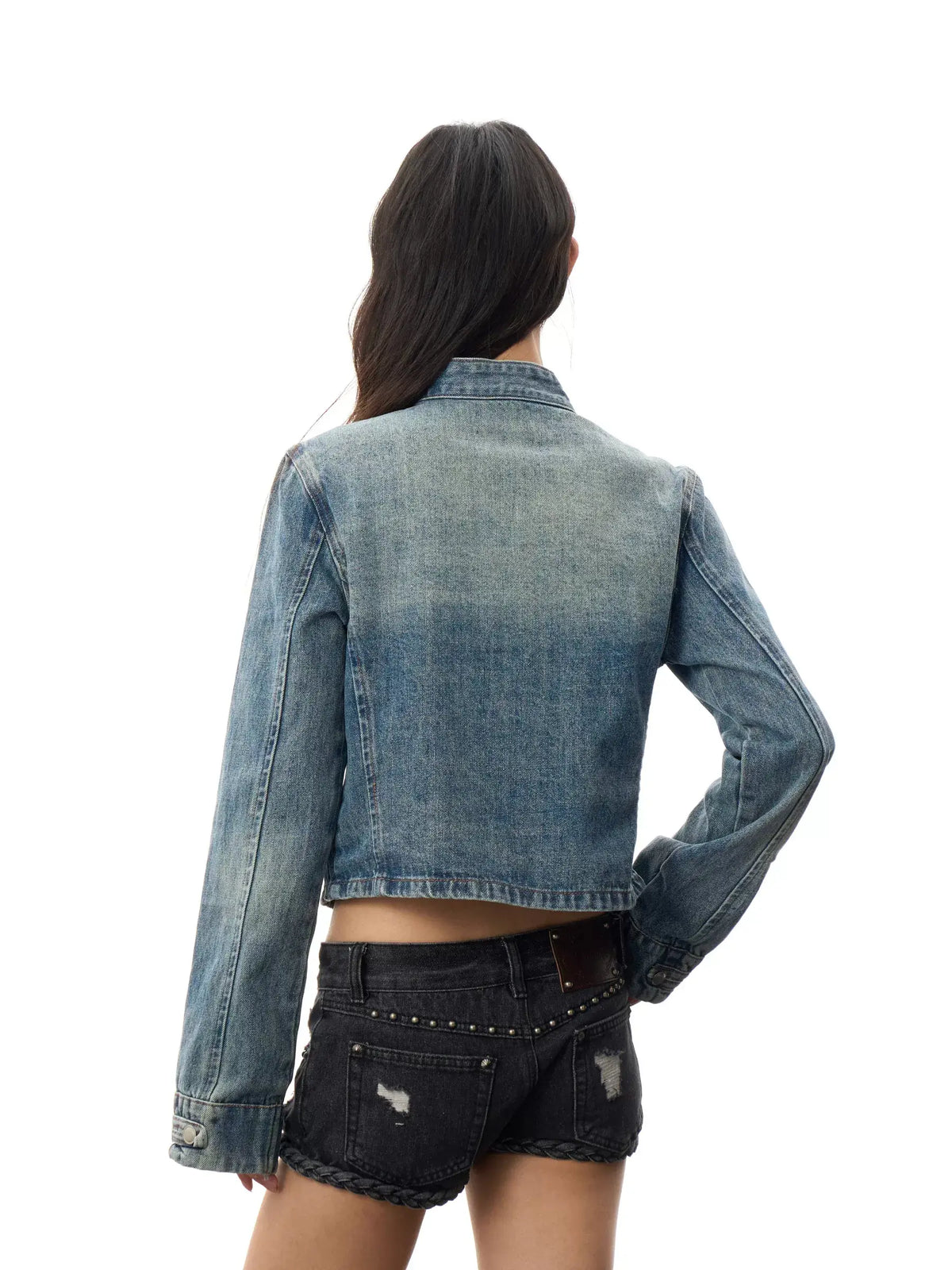 Double Breasted Cropped Denim Jacket — image 5