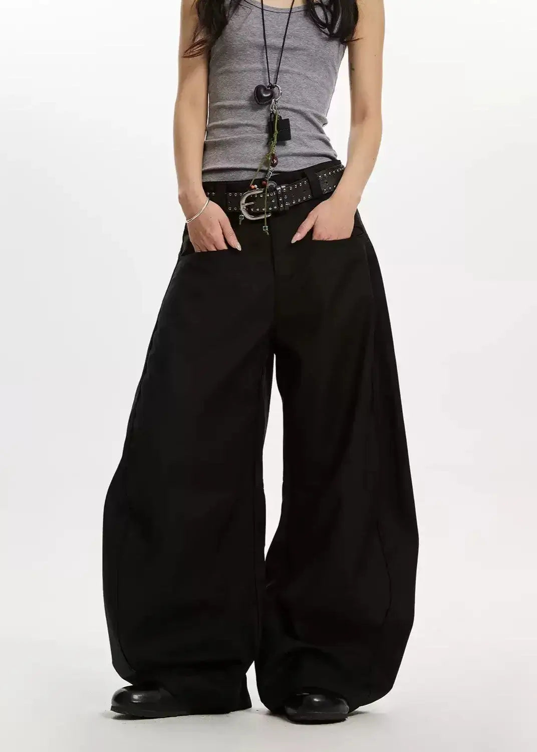 Retro Draped Barrel-Leg Trousers — image 2