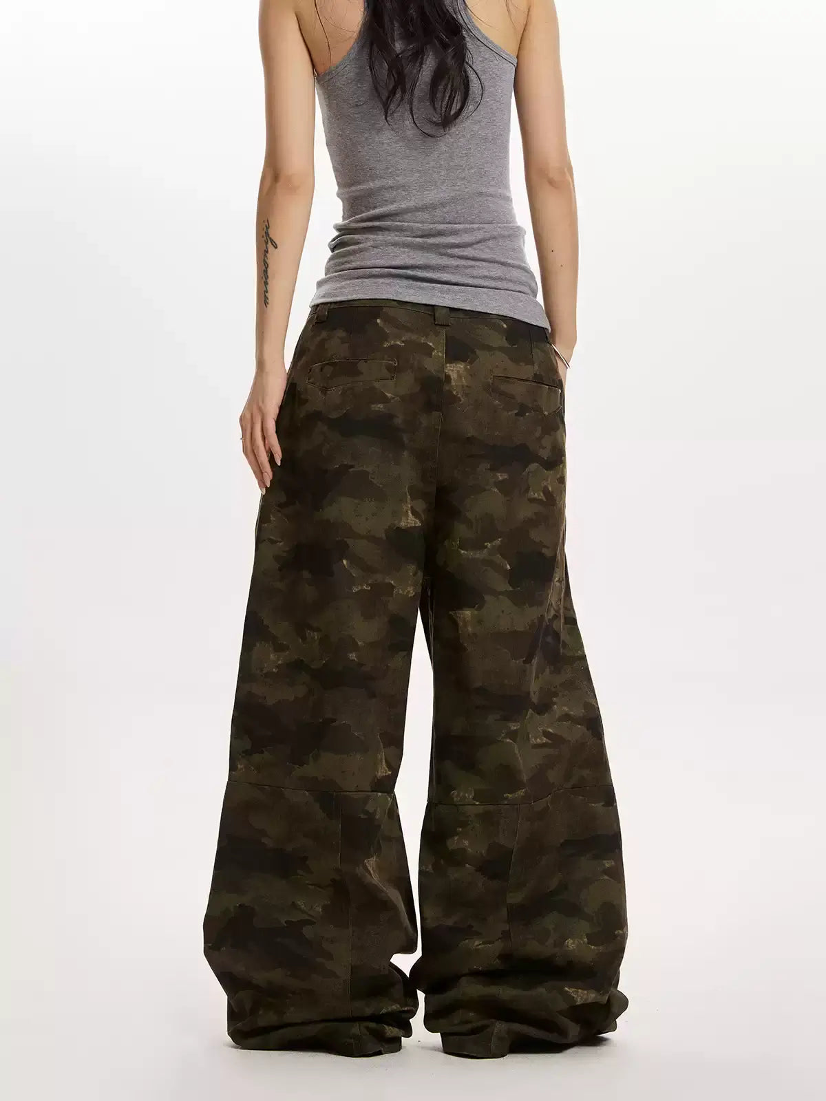 Camouflage Loose Ripped Wide-Leg Pants — image 3