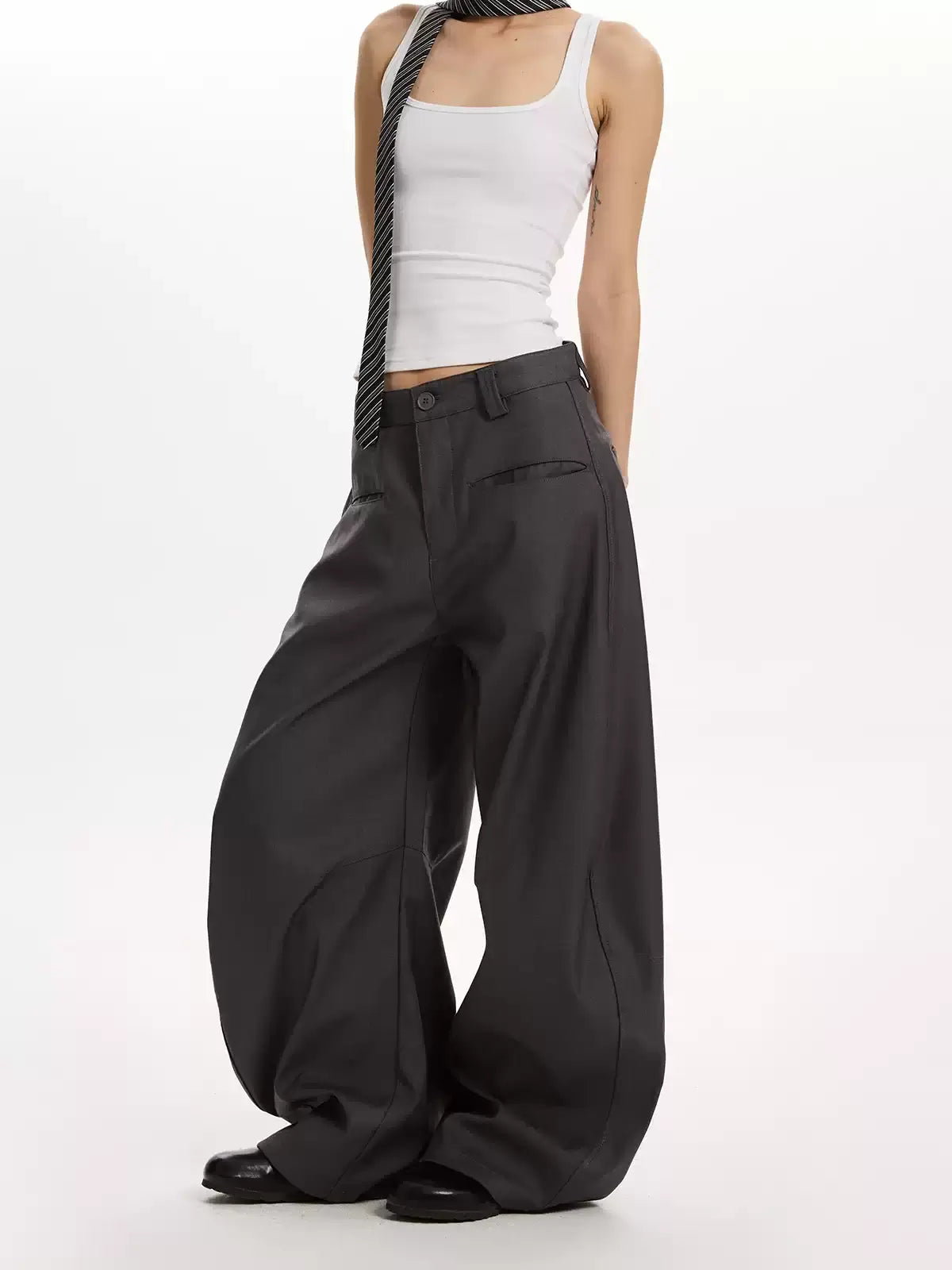 Retro Draped Barrel-Leg Trousers — image 3
