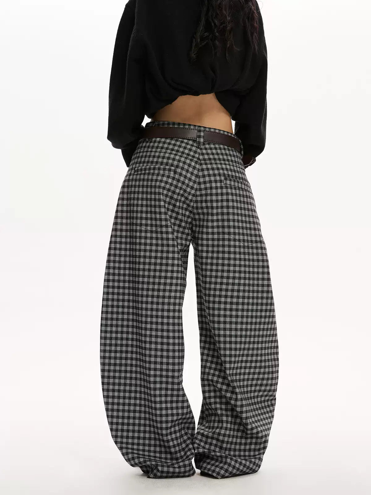 Plaid Loose Barrel-Leg Pants — image 2