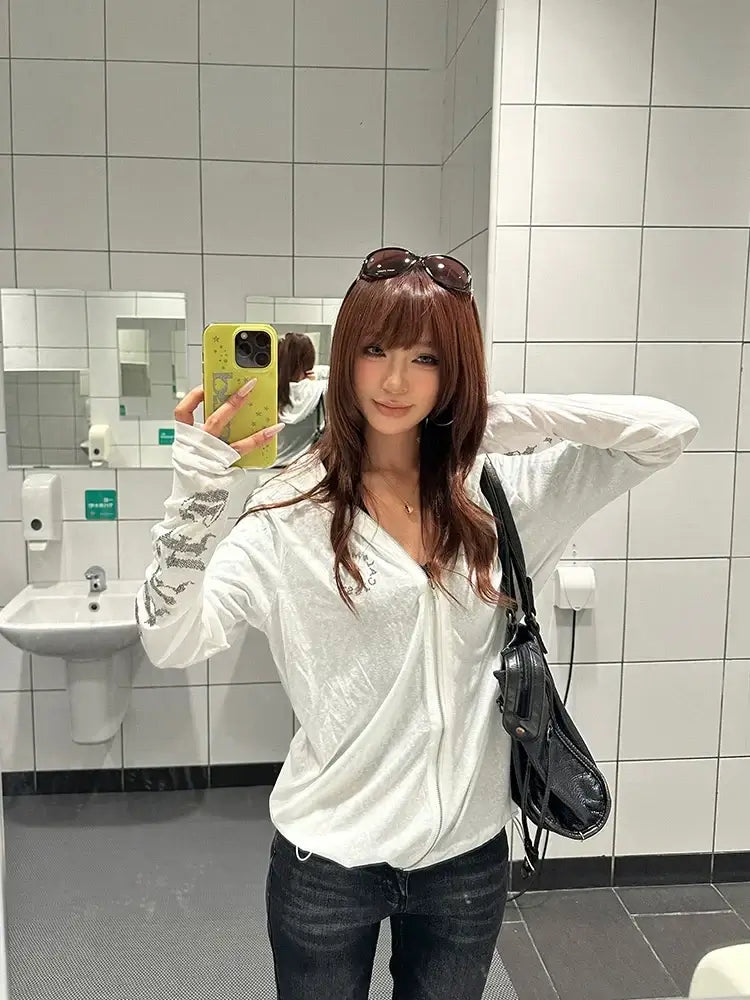 Gothic Rhinestone Hooded Cardigan — image 2