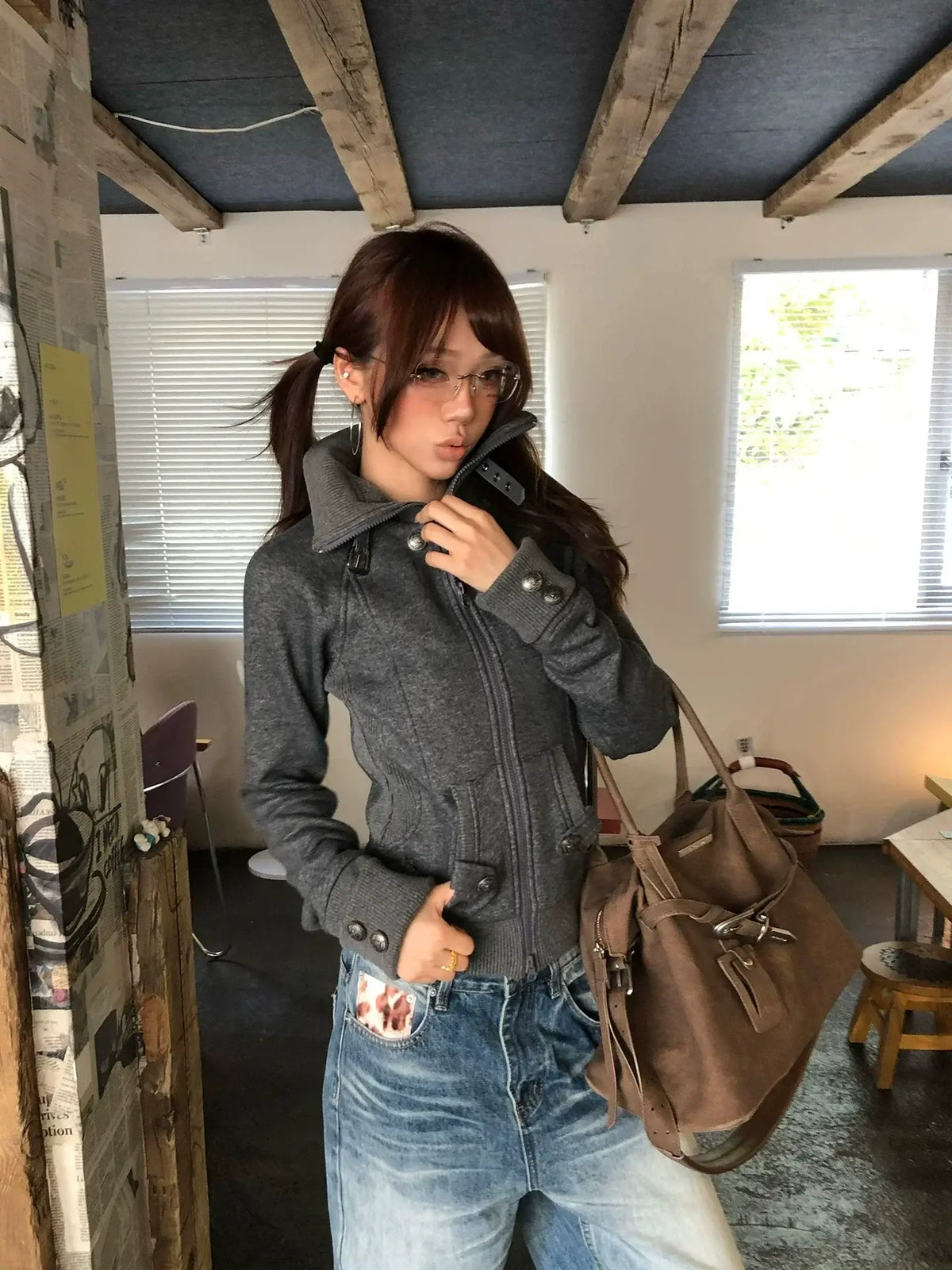 Casual Lapel Zip-Up Cardigan Sweatshirt — image 4