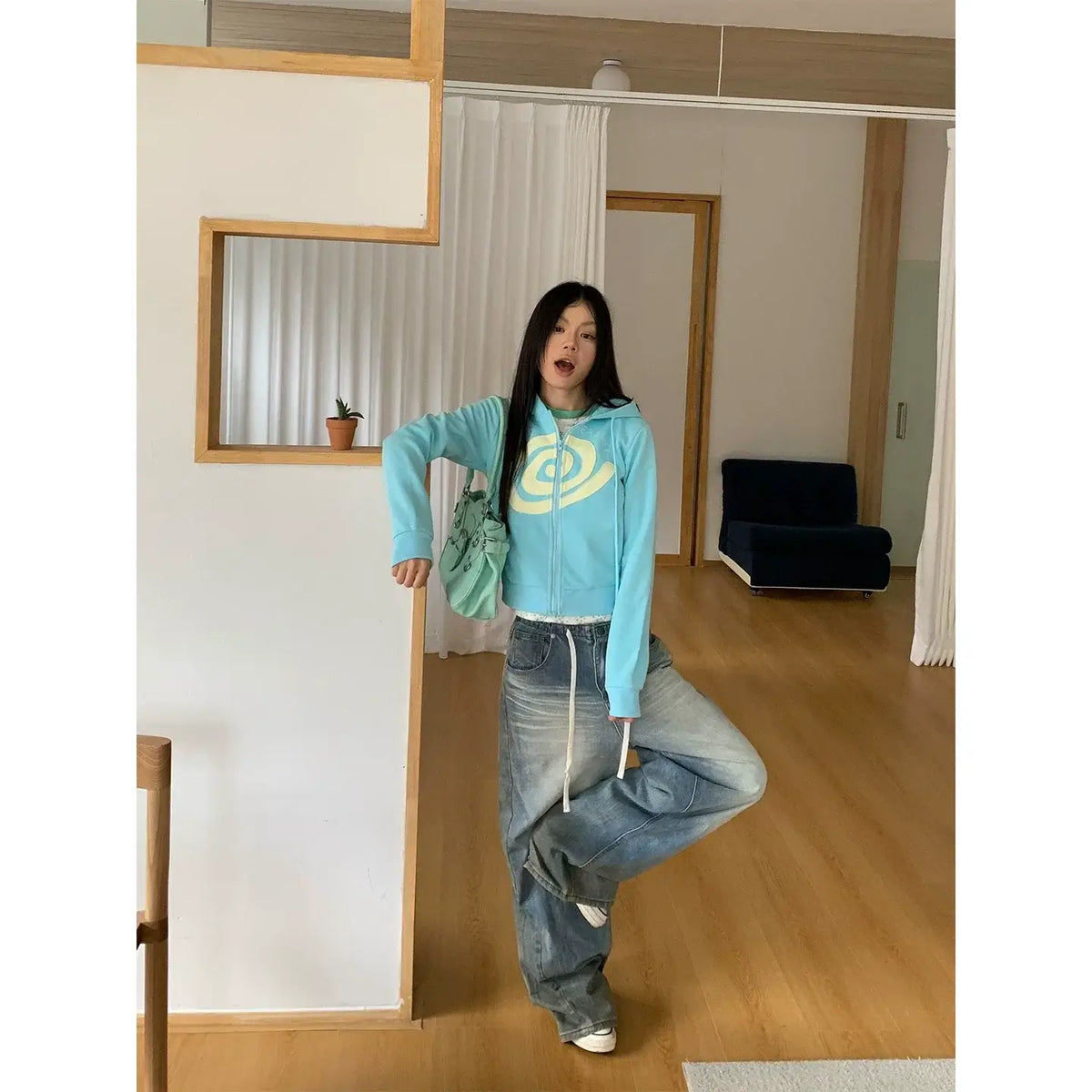 Swirl Patchwork Zip Hoodie — image 2