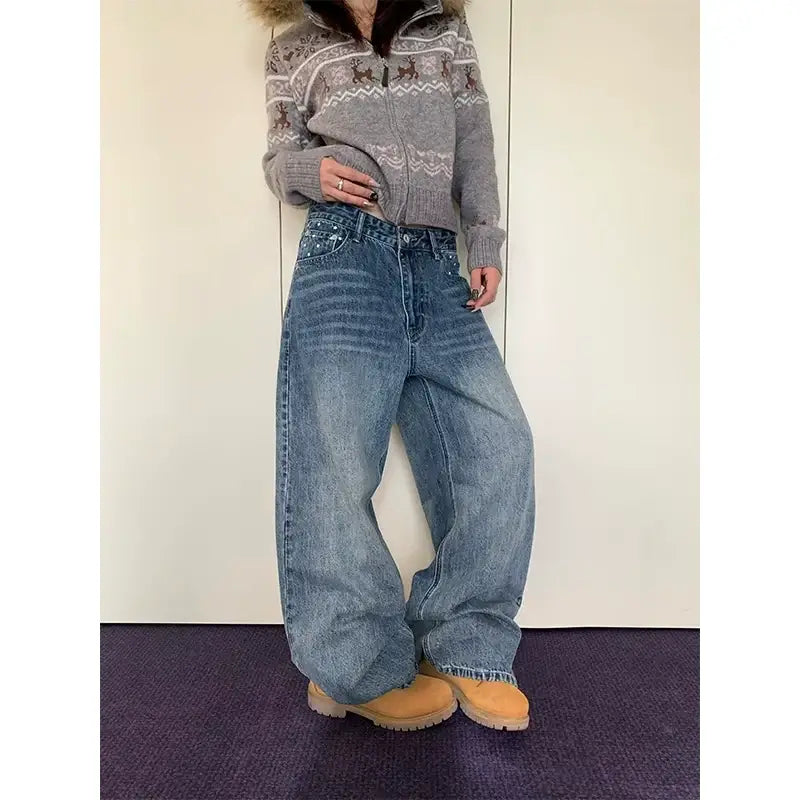 Star Print Washed Wide-Leg Jeans — image 2