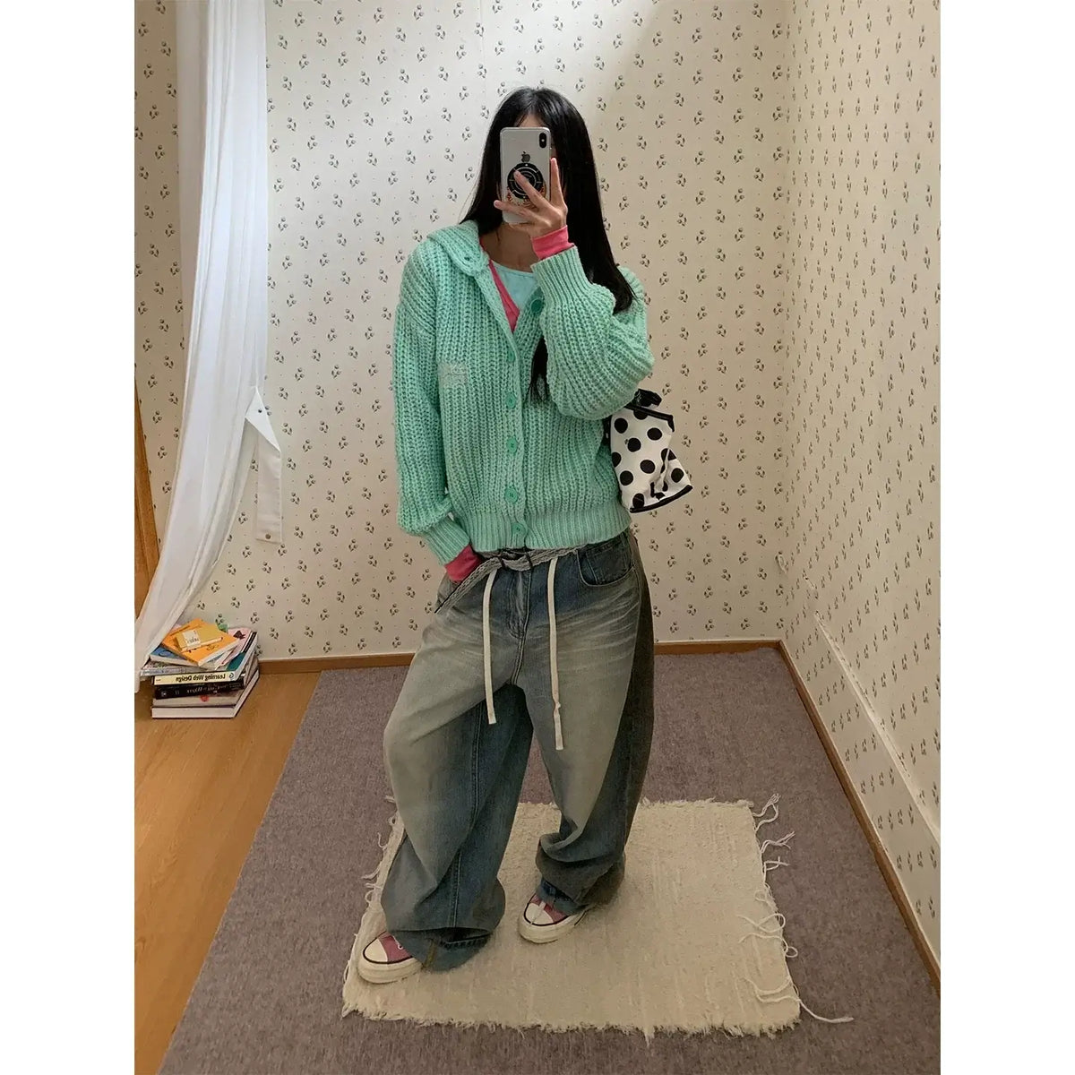 Button Knit Hooded Cardigan — image 4