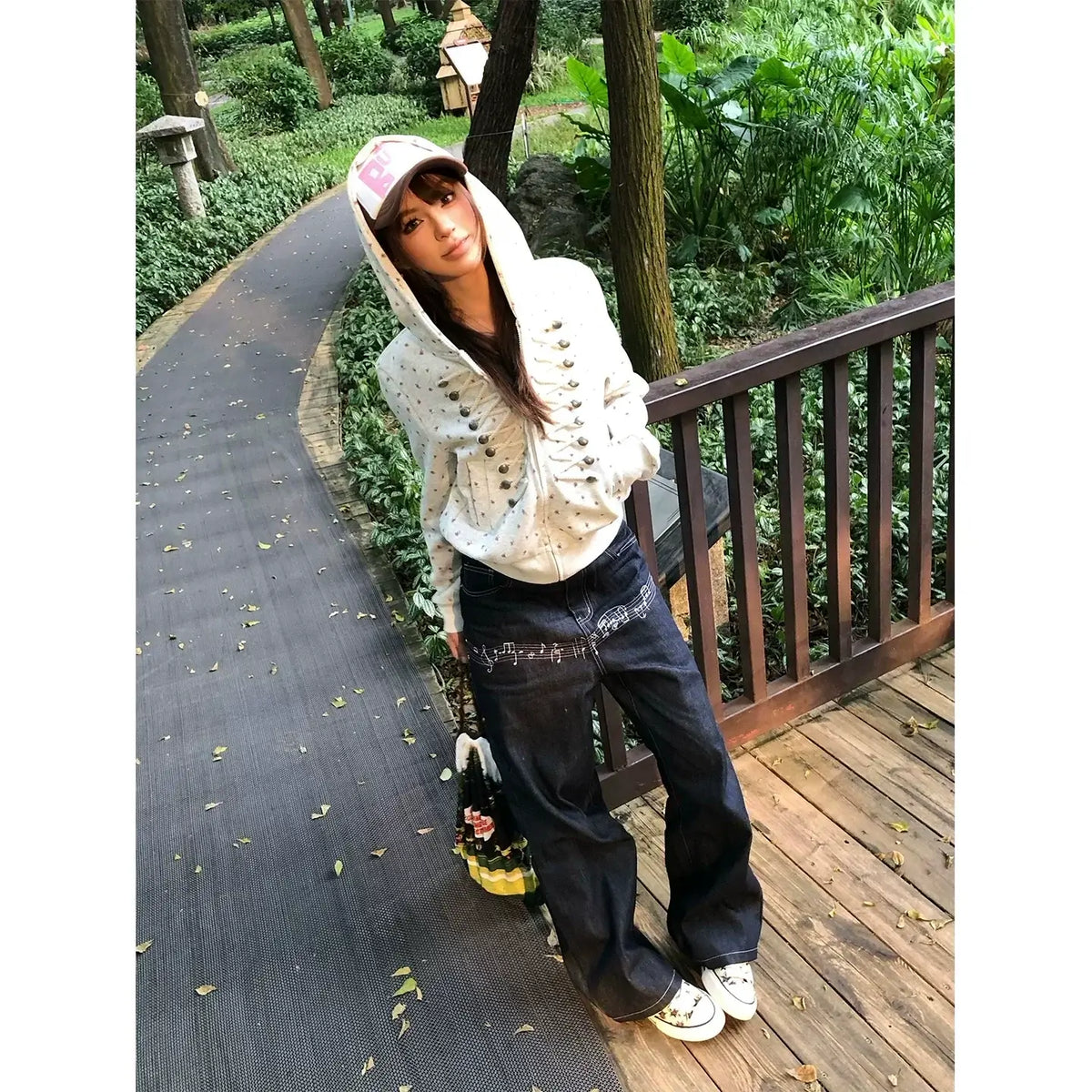 Floral Print Hooded Cardigan Jacket — image 2
