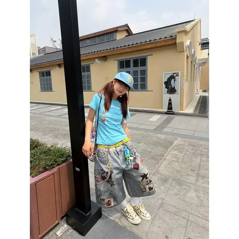 Washed Distressed Denim Shorts — image 3