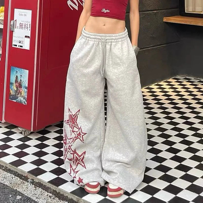 Star Print Drawstring Cargo Joggers