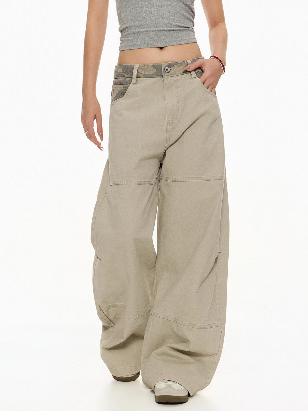 Casual Camouflage Wide Leg Loose Women's Pants High Waist Street Style Beer Captain C-Beer Team Leader Casual Trousers