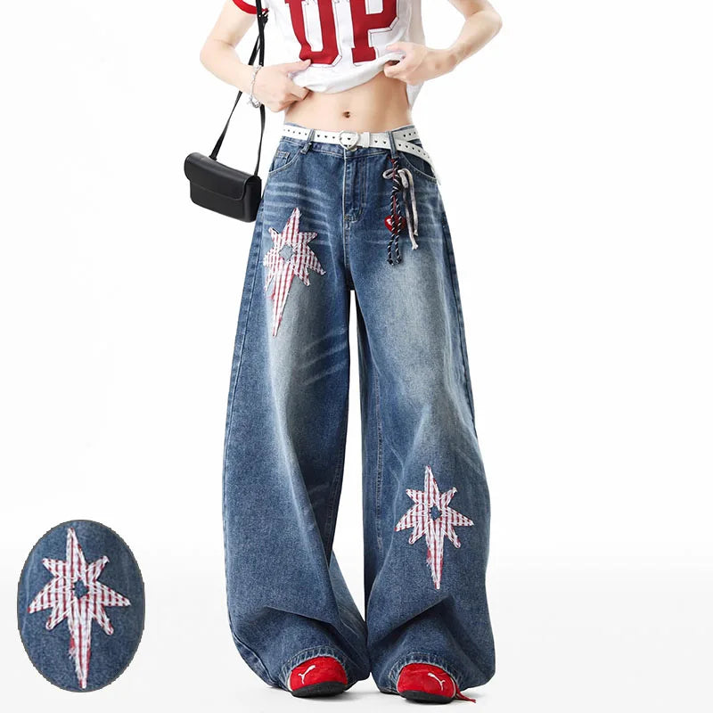 3D Dimensional Star Straight Jeans