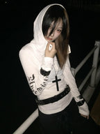 Seeslim Graphic Letter Hooded Long Sleeve product detail