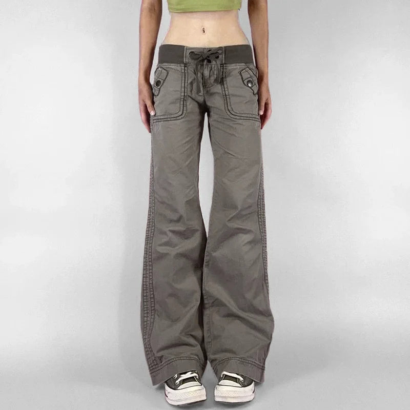 Black Striped Low-Rise Bootcut Jeans