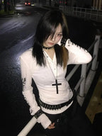 Seeslim Graphic Letter Hooded Long Sleeve