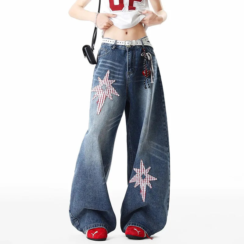 3D Dimensional Star Straight Jeans