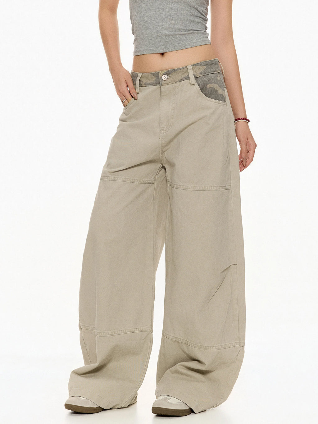 Casual Camouflage Wide Leg Loose Women's Pants High Waist Street Style Beer Captain C-Beer Team Leader Casual Trousers