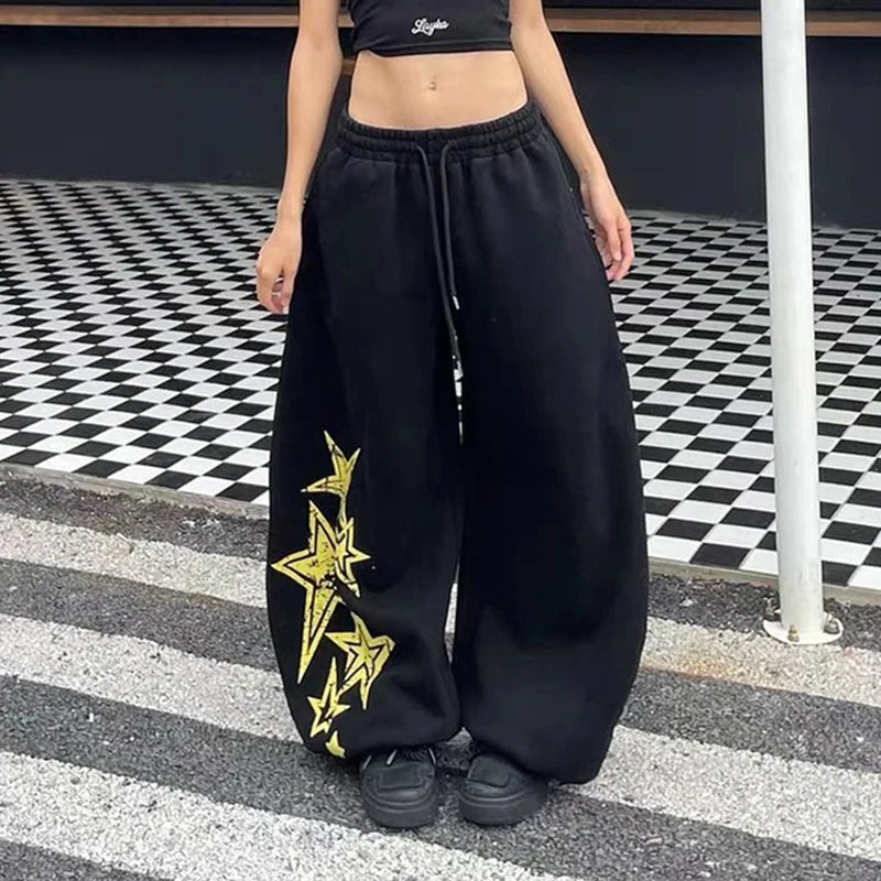 Star Print Drawstring Cargo Joggers