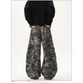 Retro American Camouflage Wide Leg Workwear Pants High Waist Straight Cut Long Trousers Men Women Trendy Street Style Jeans